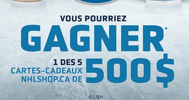 5 cartes-cadeaux NHLshop.ca de 500 $ à remporter