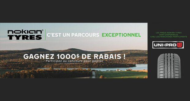 Gagnez 3 chèques-cadeaux Nokian Tyres de 1000 $ chacune