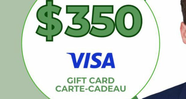 Une carte prépayée VISA de 350 $ offerte