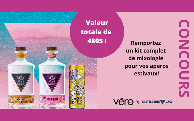 Un kit complet de mixologie Distillerie 3 Lacs de 480 $ à gagner