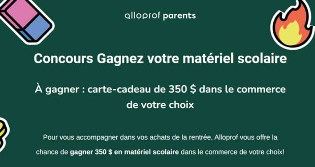 Gagnez 350 $ en matériel scolaire