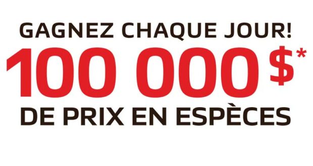 Gagnez 100 000 $ en prix quotidiens en argent