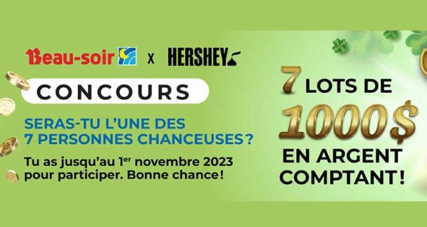 Gagnez 7 lots de 1000 $ en argent comptant