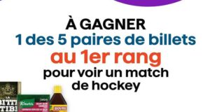 Gagnez 5 paires de billets pour voir un match de Hockey (1000 $ chacune)