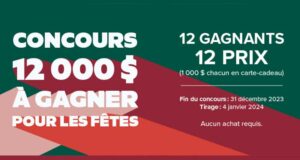 Gagnez 12 000 $ pour les Fêtes