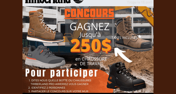 Gagnez 250 $ en chaussures de travail