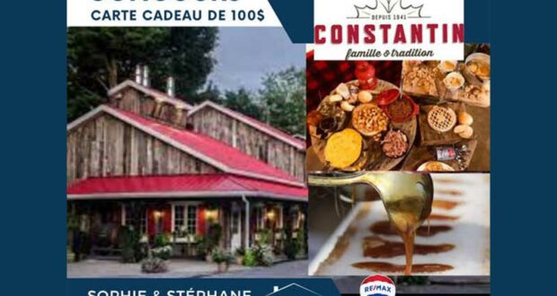 Gagnez une carte cadeaux de 100$ À LA CABANE À SUCRE