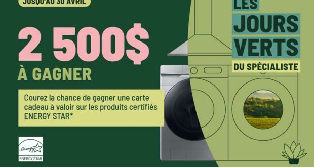 Gagnez 2 500$ valable sur des produits certifiés ENERGY STAR