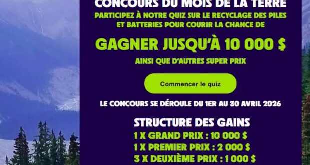 Gagnez 10 000 $ et d’autres prix de 2000$ et 1000$